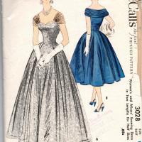 McCall's the first PRINTED PATTERN: Women’s and Misses’ Evening Dress in Two Lengths for Half Sizes
